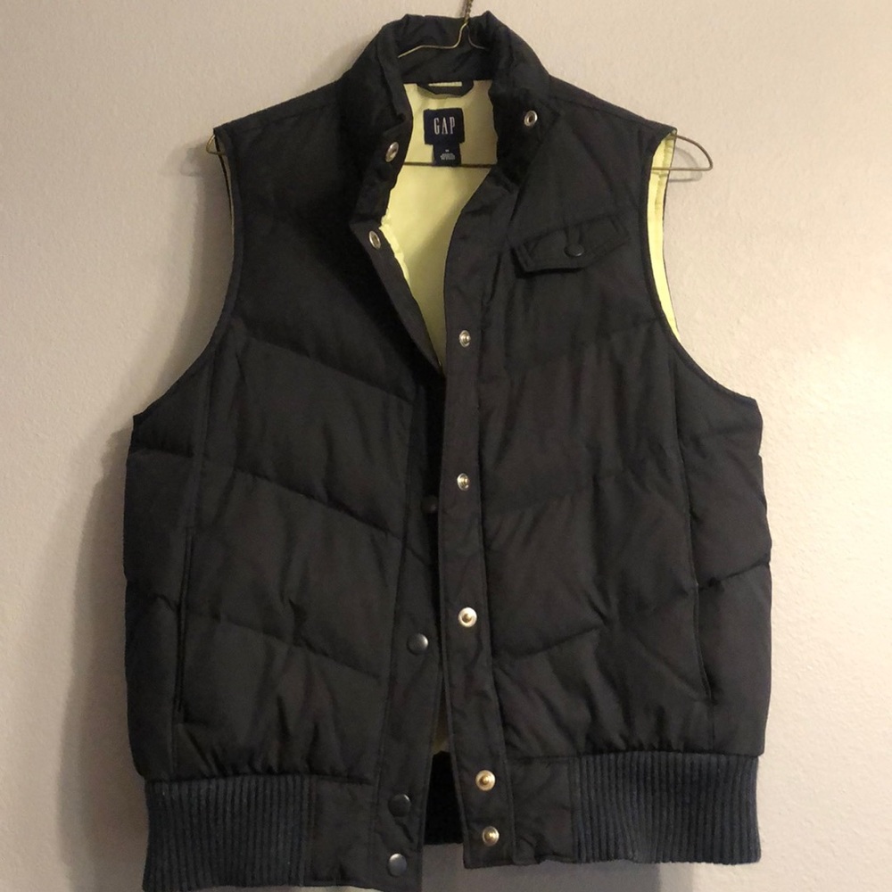 Black Gap vest with lime green lining. Size M